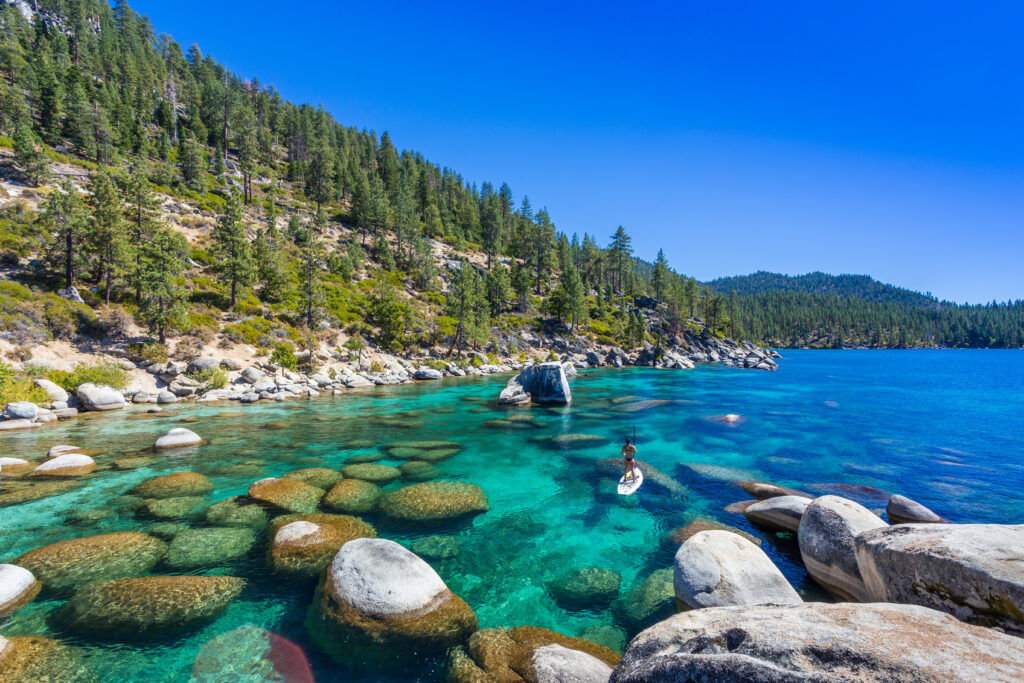 Rocks visible in lake water